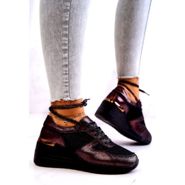 Sneakers aus Leder mit Keilabsatz und Mesh S.Barski Black schwarz 2