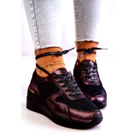 Sneakers aus Leder mit Keilabsatz und Mesh S.Barski Black schwarz 5