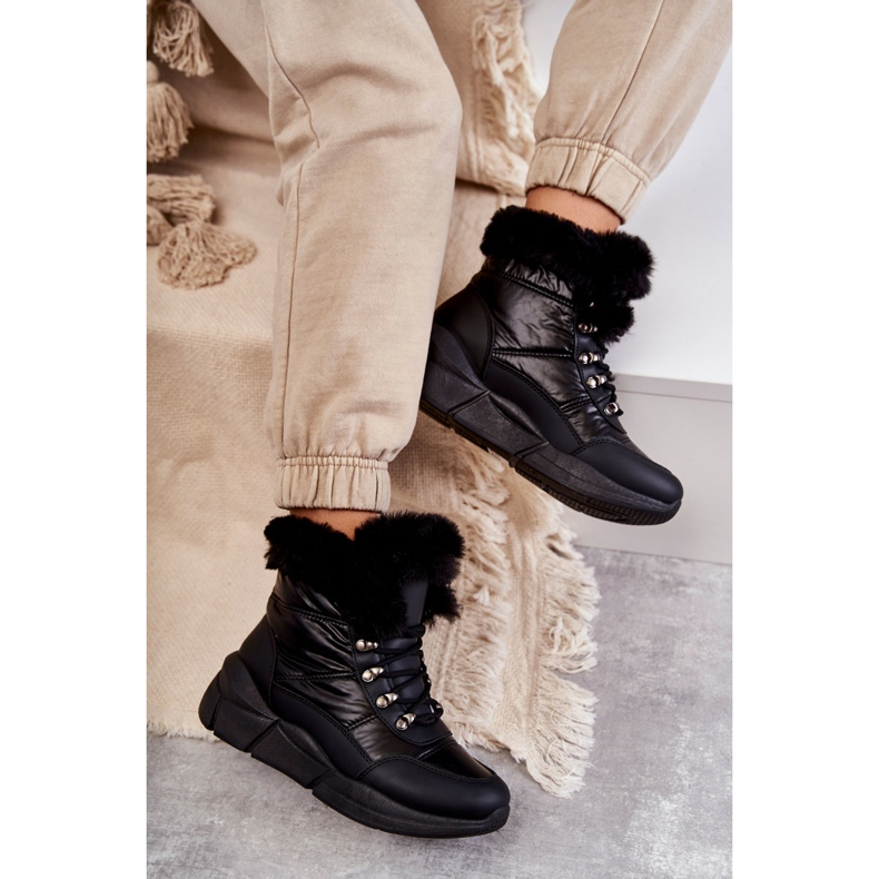 NEWS Schneestiefel zum Schnüren für Damen Schwarz Anna 3