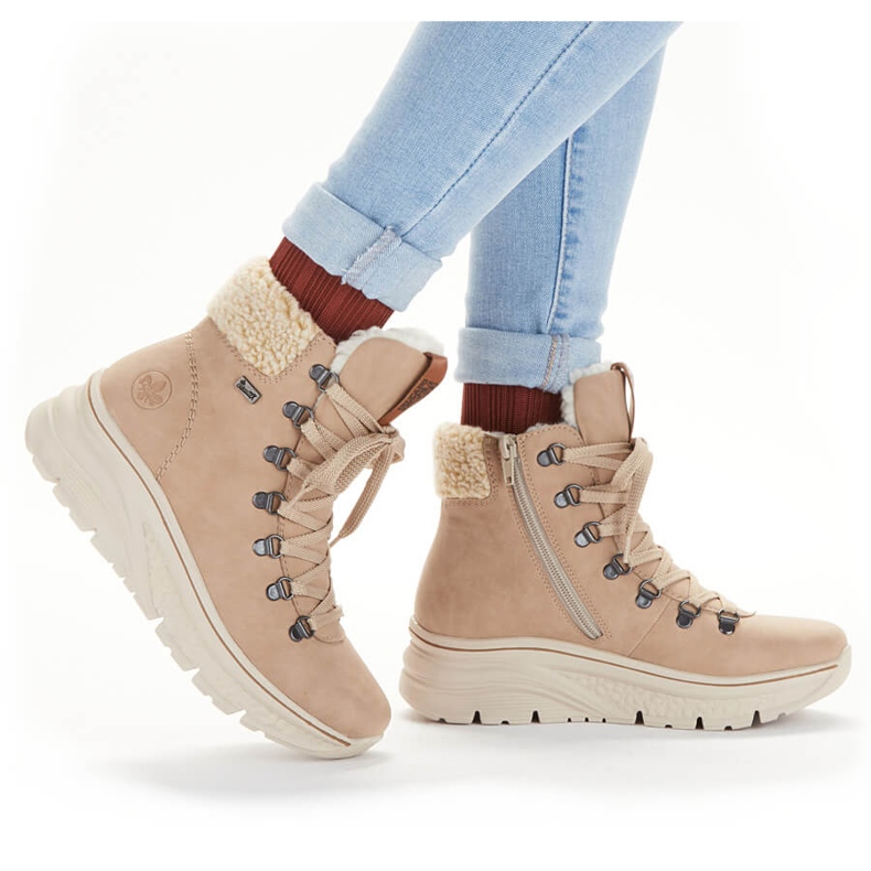 Wasserdichter Rieker beige warmer Damen Schneestiefel 48034-20 1