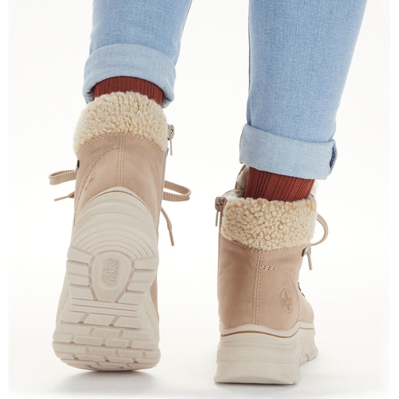 Wasserdichter Rieker beige warmer Damen Schneestiefel 48034-20 2