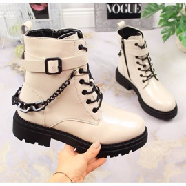 Lackierte Stiefel mit einer isolierten Kette Laura La.Fi W PMR28 beige 1