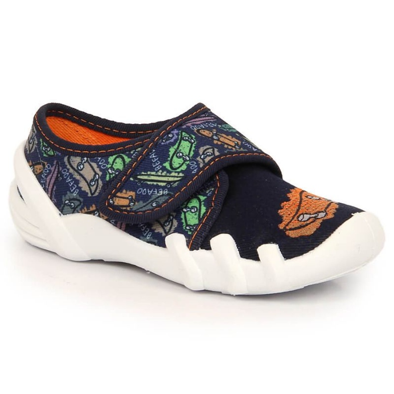 Befado Jr BEF11F Hausschuhe mit Klettverschluss navy blau 2