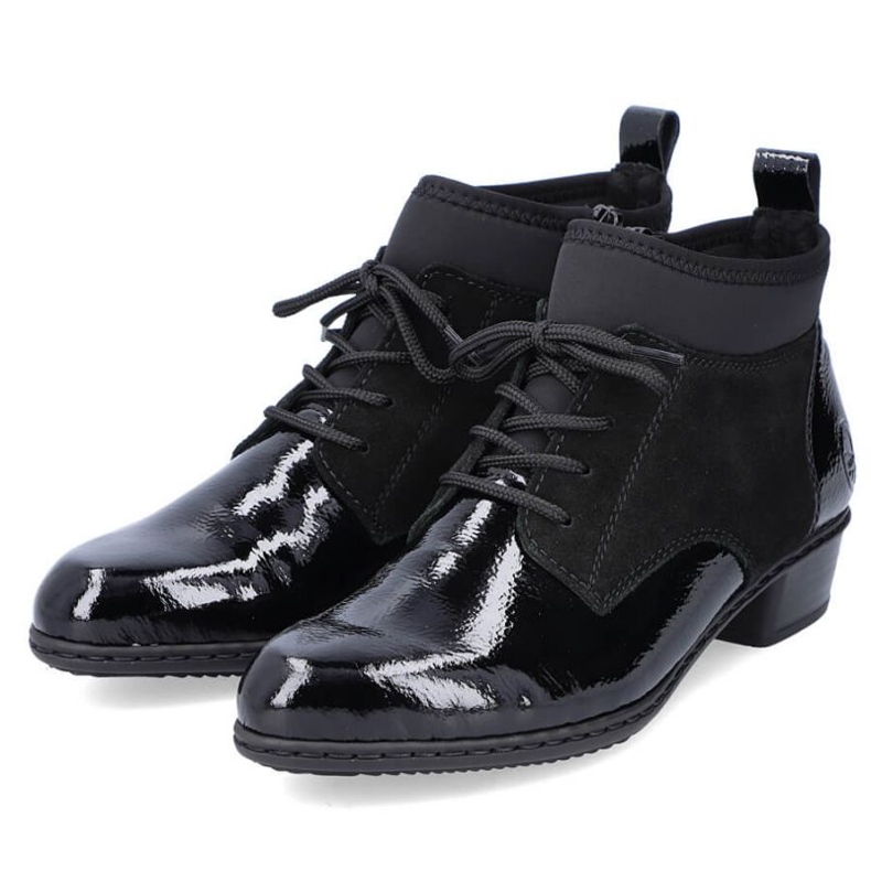 Leder lackierte isolierte Stiefel Rieker W RKR573 schwarz 1