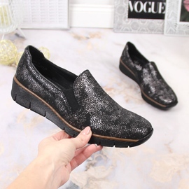 Bequeme Schlupfschuhe mit elastischen Bändern Rieker W RKR166B schwarz 2