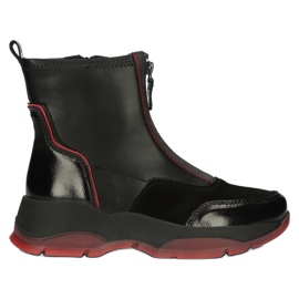 Isolierte Lederstiefel Filippo W PAW395 schwarz rot 1