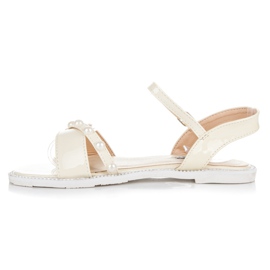 Vices Flache Sandalen mit Perlen gelb 1