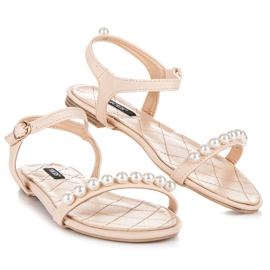 Vices Flache Sandalen mit Perlen braun 2