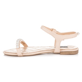 Vices Flache Sandalen mit Perlen braun 1