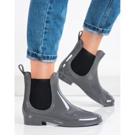 Glänzende kurze Regenstiefel grau 2