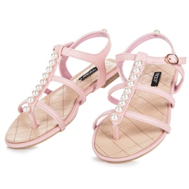 Vices Stilvolle Sandalen mit Perlen rosa 1