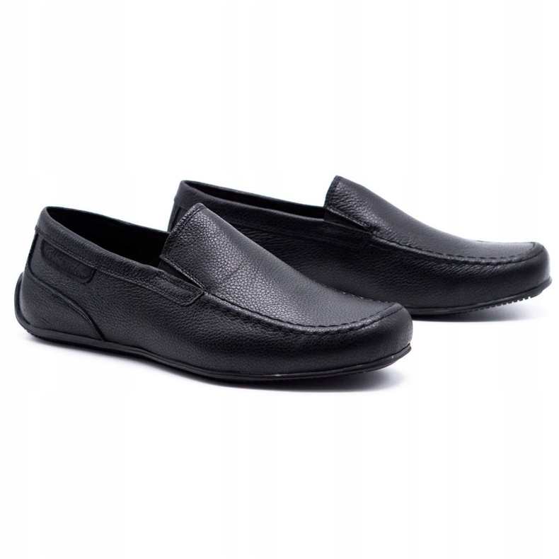 Polbut Herren Leder Loafer 2105 schwarz genarbt 2