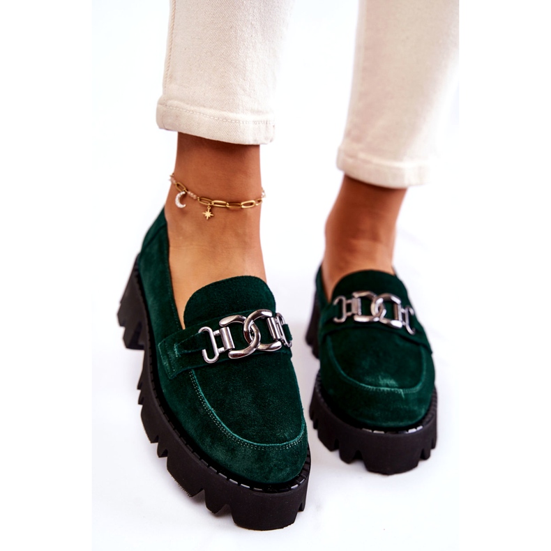 Frauen Wildlederschuhe mit Dekoration Laura Messi 2489 Grün 3