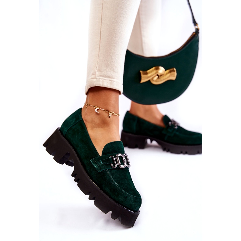 Frauen Wildlederschuhe mit Dekoration Laura Messi 2489 Grün 4