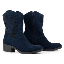 Olivier Durchbrochene Damen High Heels Angela marineblaue Stiefel 2