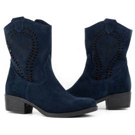 Olivier Durchbrochene Damen High Heels Angela marineblaue Stiefel 3