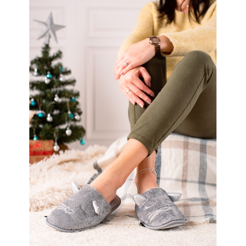 Evento Hausschuhe mit Ohren grau 1