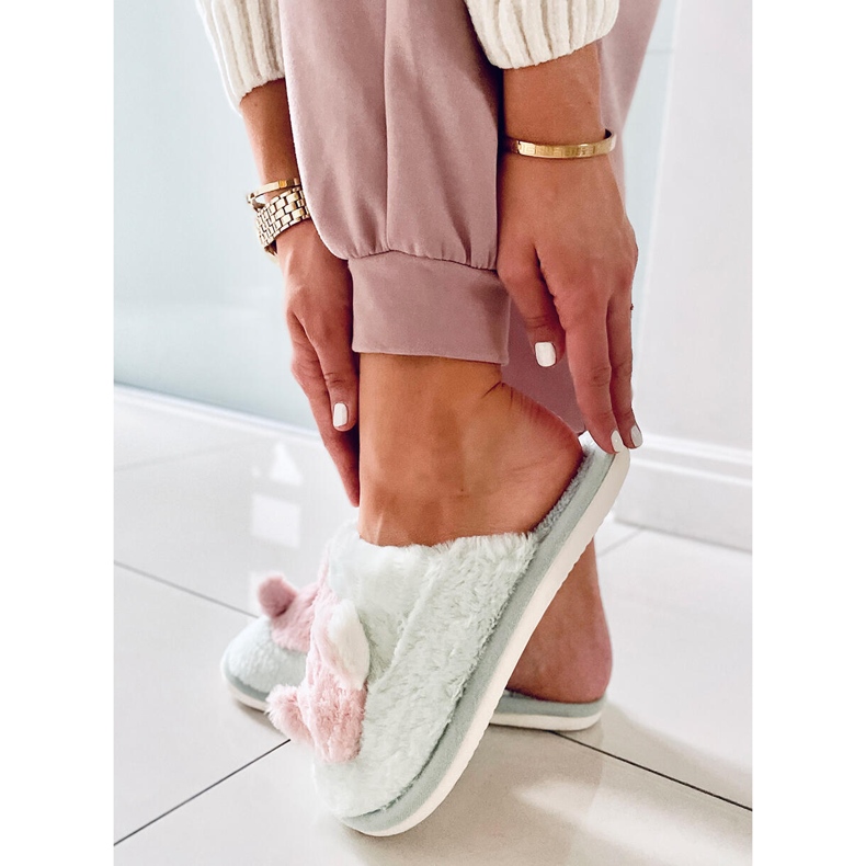 PA1 Damenhausschuhe Pearl Mint grün rosa 2