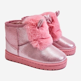Kinder-Schneestiefel mit Pelz gewärmt mit Ohren Rosa Betty 2