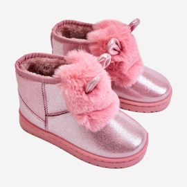 Kinder-Schneestiefel mit Pelz gewärmt mit Ohren Rosa Betty 1