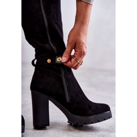 Wildlederstiefel mit abnehmbarer Kette, Schwarz 3