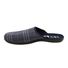 Adanex 27319 Karierte Herrenhausschuhe marineblau blau 2