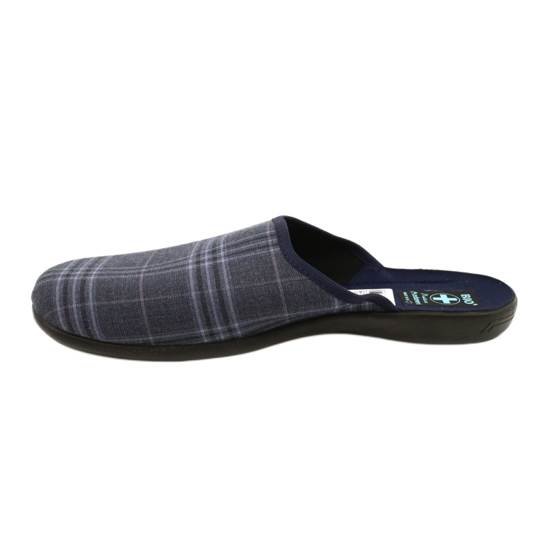 Adanex 27319 Karierte Herrenhausschuhe marineblau blau 2