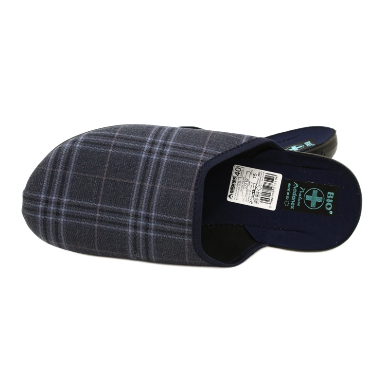 Adanex 27319 Karierte Herrenhausschuhe marineblau blau 4