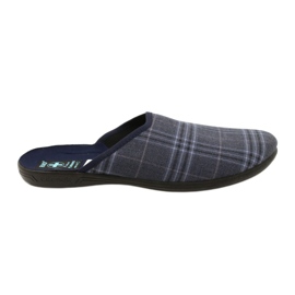 Adanex 27319 Karierte Herrenhausschuhe marineblau blau 1