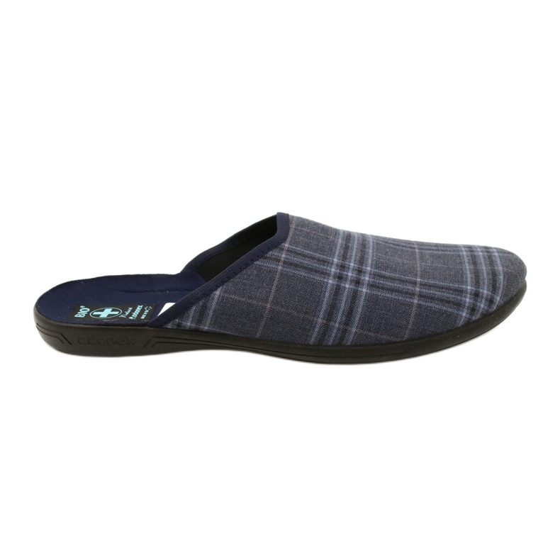 Adanex 27319 Karierte Herrenhausschuhe marineblau blau 1