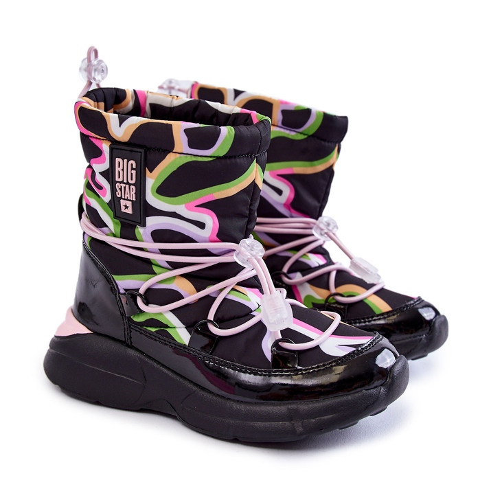 Schneestiefel für Kinder mit Aufdruck Big Star KK374099 Schwarz-Rosa 4