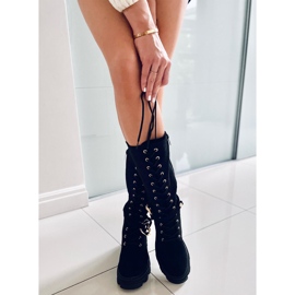 Charlize Schnürstiefel aus schwarzem Wildleder 1