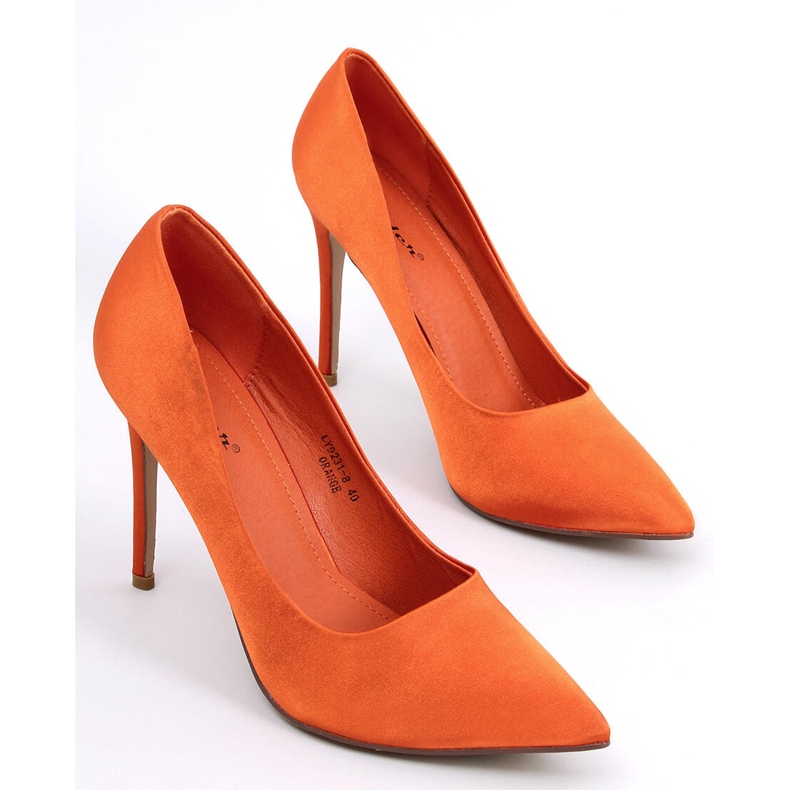 Damen Satin High Heels Talia Orange 1