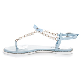 Vices Flache Flip-Flops mit Perlen blau 1