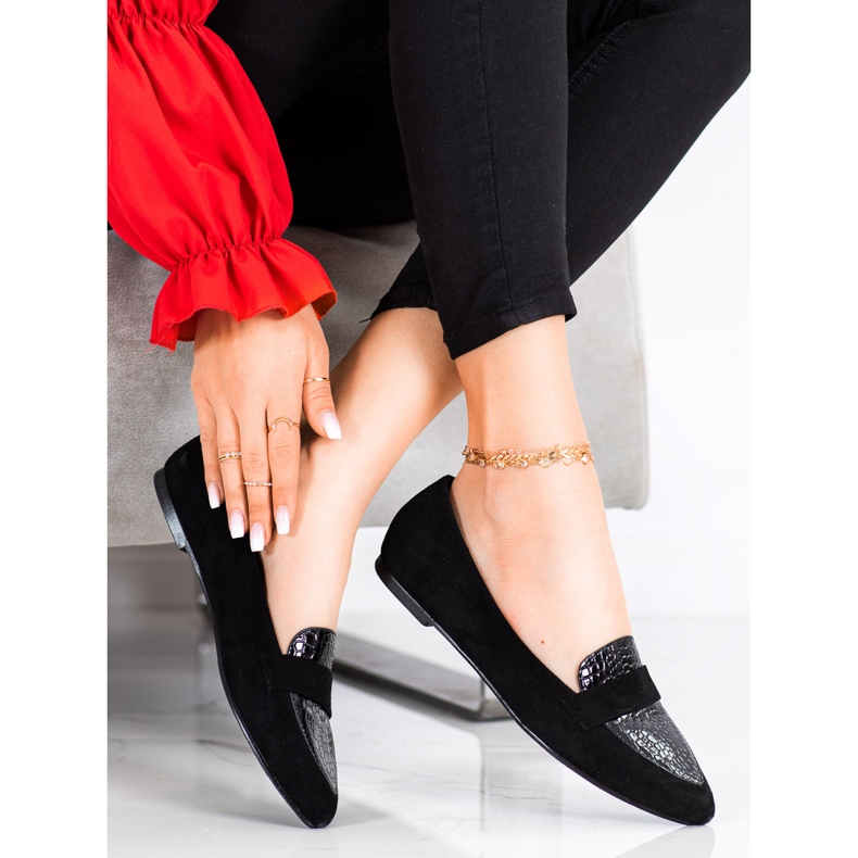 Goodin Schwarze Mokassins in Spitz 1