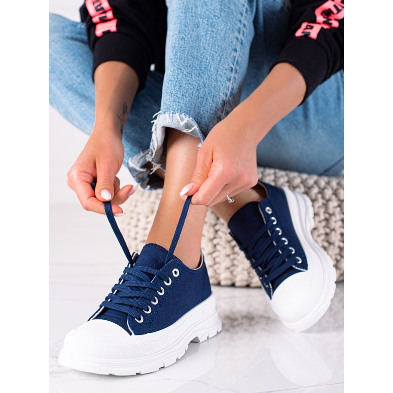 SHELOVET Marineblaue Turnschuhe für Damen 1