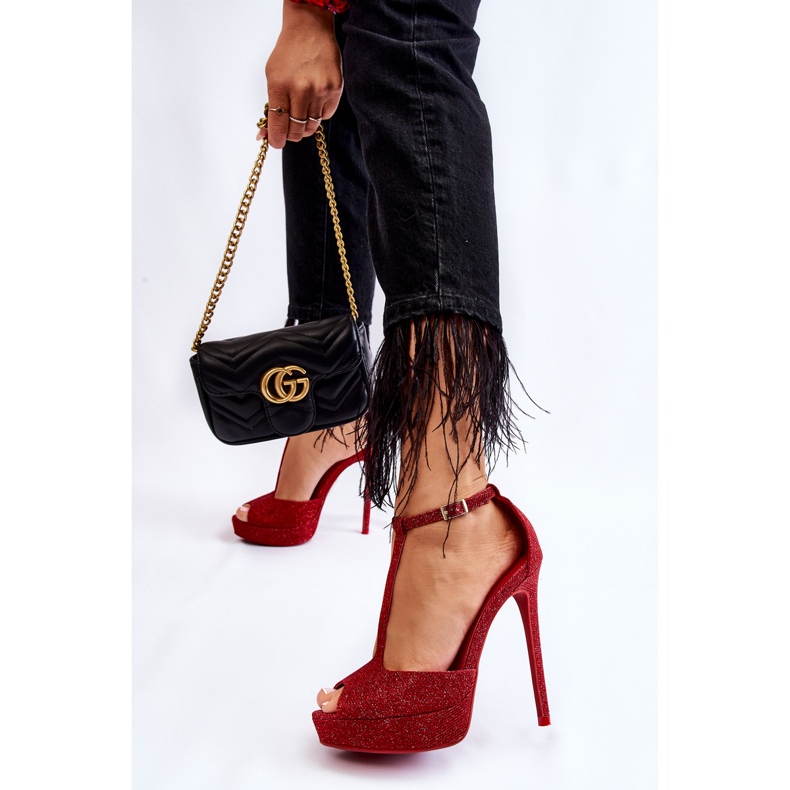 Rote Marisha glänzende Sandaletten mit hohen Absätzen 2