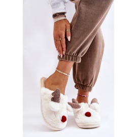 PA1 Damenhausschuhe mit Fell und Rentiercreme Sopya ecru 1