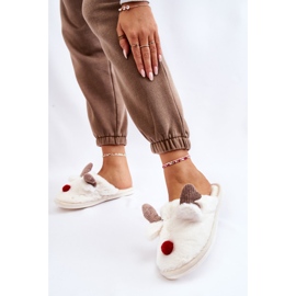 PA1 Damenhausschuhe mit Fell und Rentiercreme Sopya ecru 2