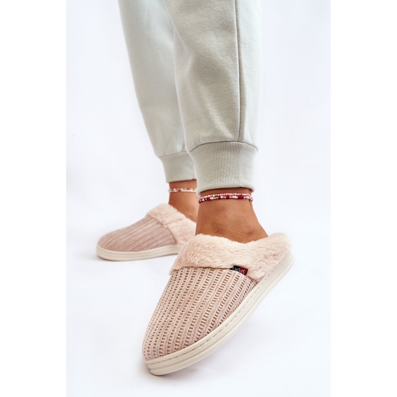PA1 Isolierte Damen-Slipper mit Pelz Beige Leriss 2