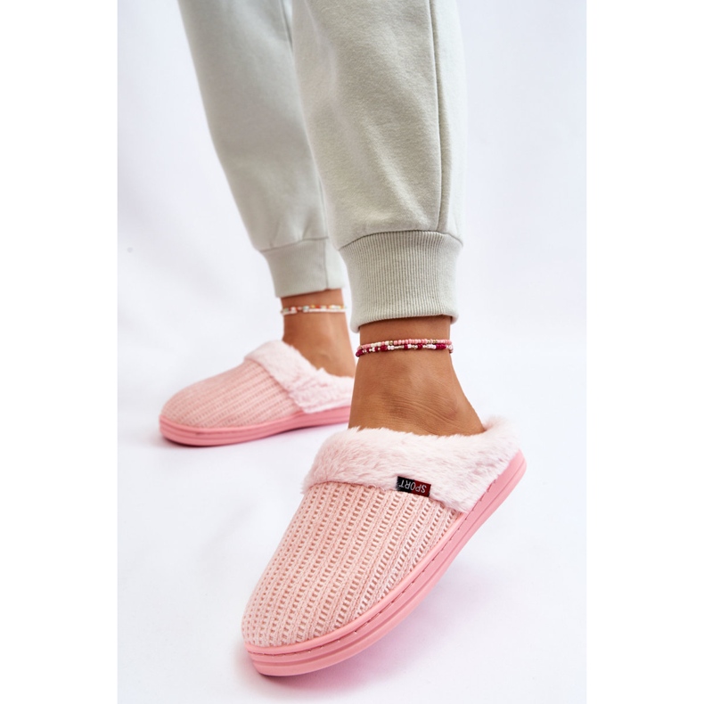 Isolierte Slip-On-Hausschuhe für Damen mit Pelz Rosa Leriss 2