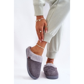 Isolierte Damen-Slip-On-Hausschuhe mit Pelz Grau Leriss 1