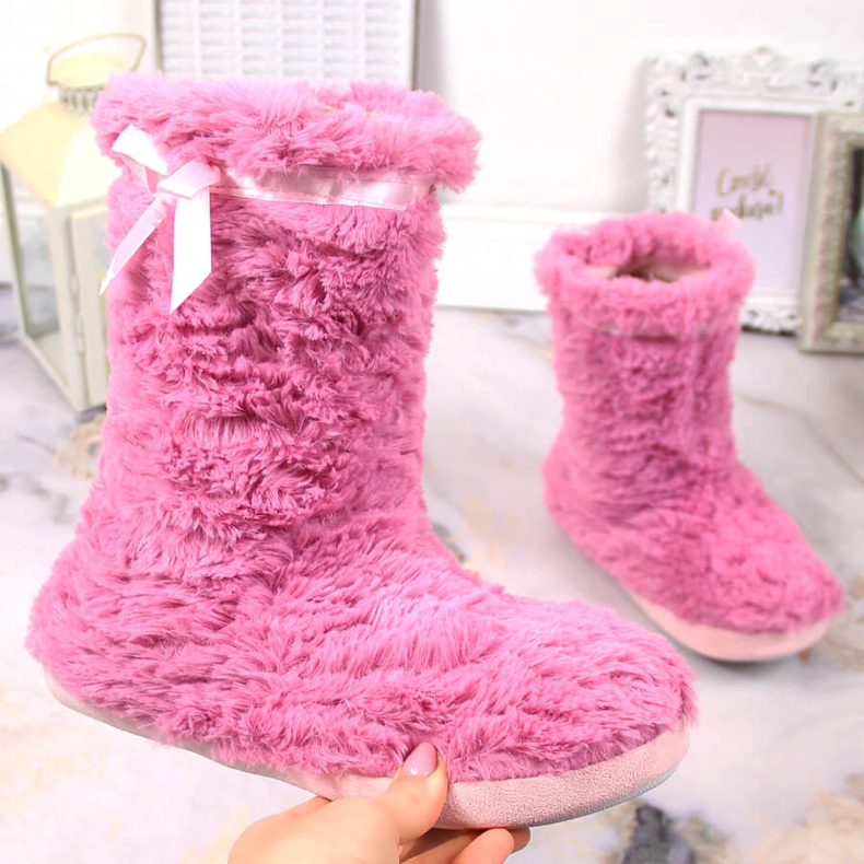 BM Gewärmte Fellhausschuhe für Damen rosa Stella 1