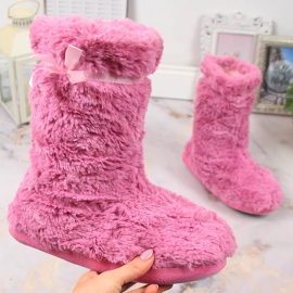 BM Hoch isolierte Pelzpantoffeln für Damen rosa Stella 1