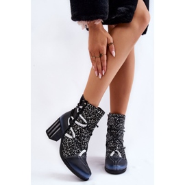 Damen Leder High Heels Maciejka 05605-01 Schwarz und Weiß 1