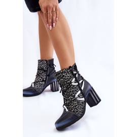 Damen Leder High Heels Maciejka 05605-01 Schwarz und Weiß 2