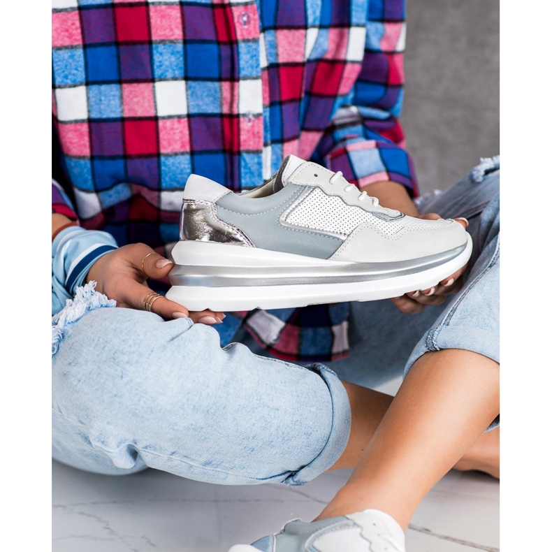 ARTIKER Schnürschuhe aus Leder weiß grau mehrfarbig 1