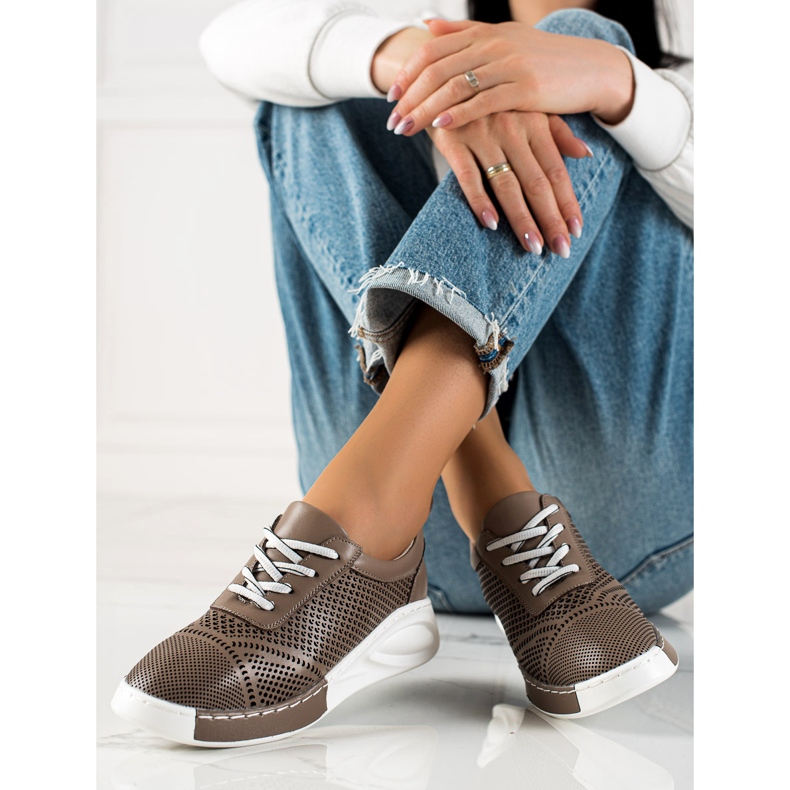 ARTIKER Leichte Lederturnschuhe braun 2