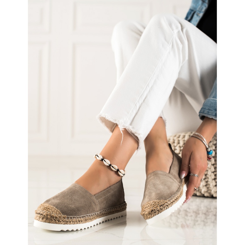 T.Sokolski Leder-Espadrilles auf der Plattform braun 2