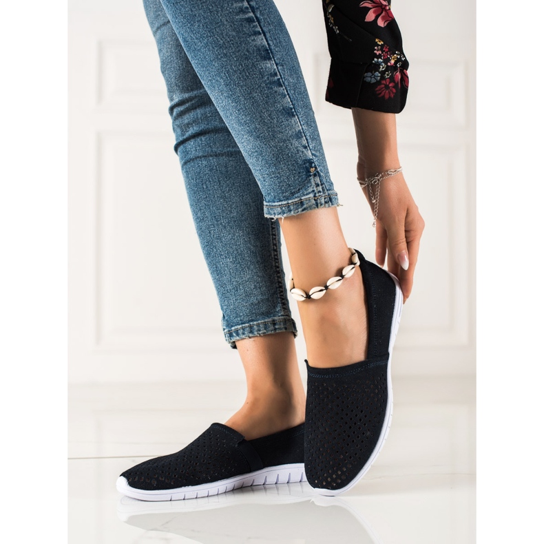 DK Durchbrochene Lederslipper marineblau 1